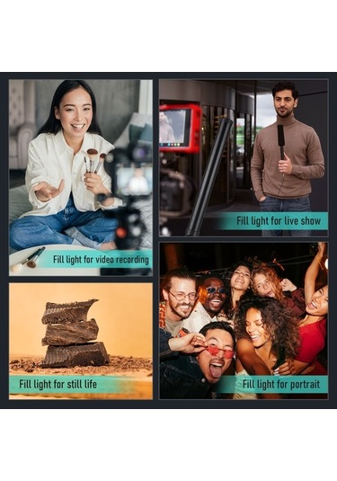 Moly 1200mah Rgb El Feneri 3000k-6000k 76 Led Crı 85ra Type-c 2000lm Parlaklık Ayarı Siyah Siyah