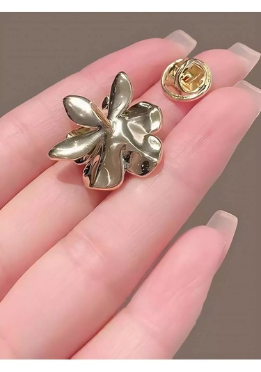 Bijoubijou Kadın Broşları 2'li Paket Çiçek 250613480 Altın Rengi