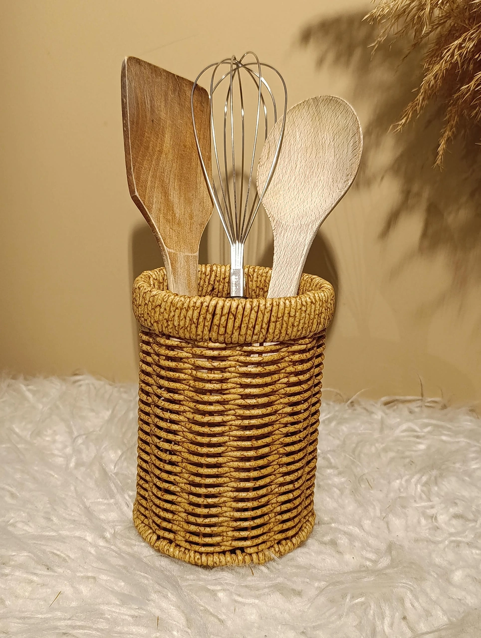 Hasır Rattan Yuvarlak Kaşıklık / Organizer Diğer