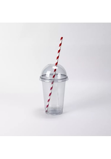 Softhomeplast Tek Kullanımlık 400ml Pet Bardak 8'li Paket, Delikli Kubbeli Kapaklı. 223932591 Beyaz