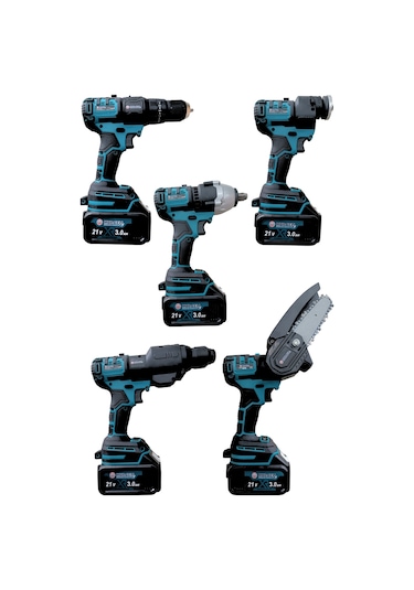 Mur-Cell MUR-9019 Değişen Kafa Budama Testeresi + Taşlama + Darbeli Vidalama + Kırıcı Hilti  5'li Set