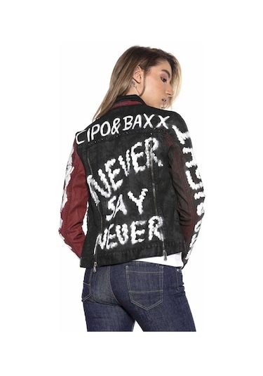 Wj172 Kadın Back To Black Baskılı Kot Ceket Black