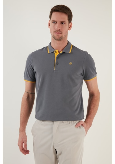 Buratti % 100 Pamuk Düğmeli Regular Fit Erkek Polo Yaka T Shirt 5902118 Antrasit