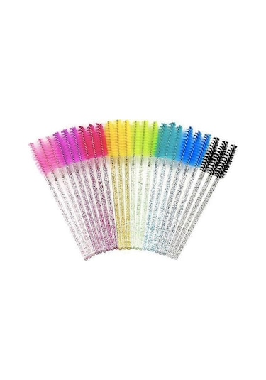 10'lu Paket Kirpik Fırçası, Kirpik Fırçası, Maskara Fırçası Turkuaz