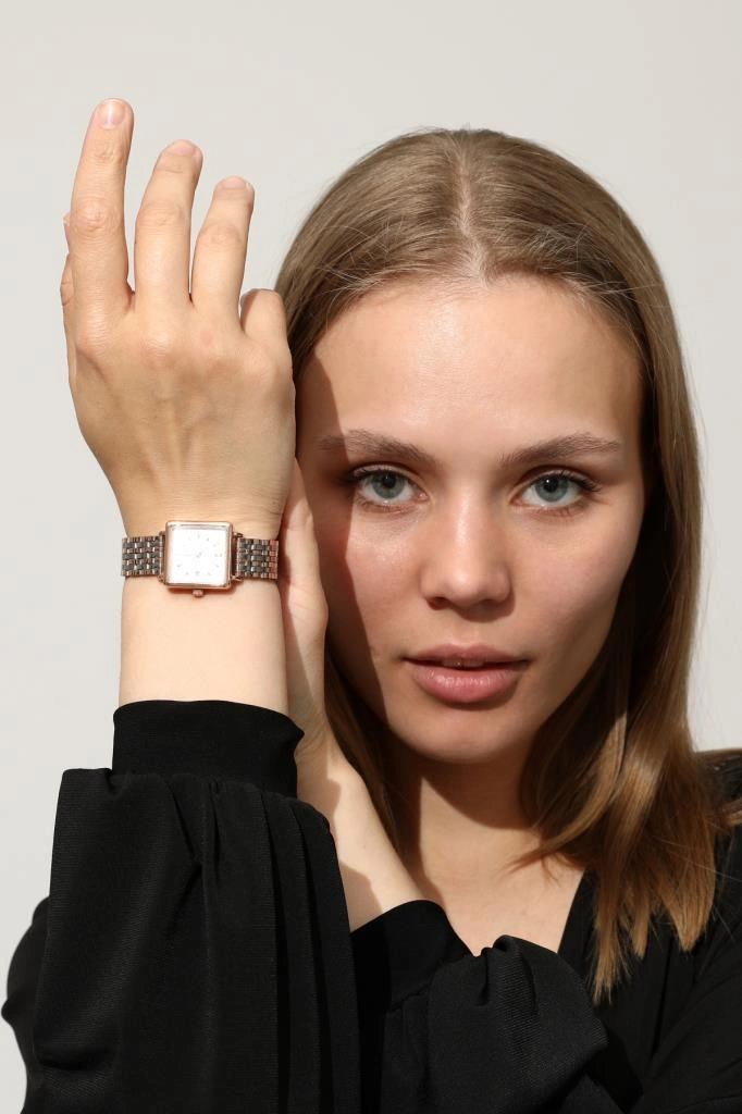 Minimal Kare Rose Kasa Rose Gümüş Kordon Kadın Kol Saati Rose Gold