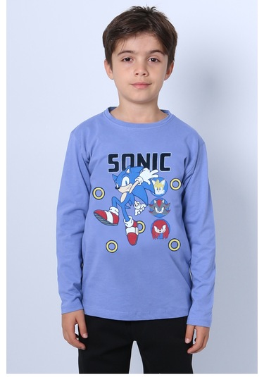 Erkek Çocuk Uzun Kollu Tshirt Baskılı Bisklet Yaka C45 Mavi