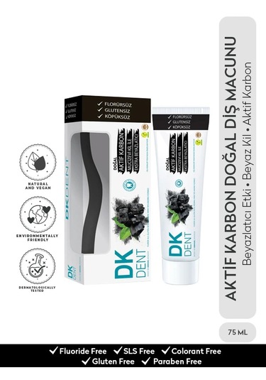 Dermokil Dk Dent Doğal Diş Macunu 75 Ml + Fırça Karbon X 2 Adet