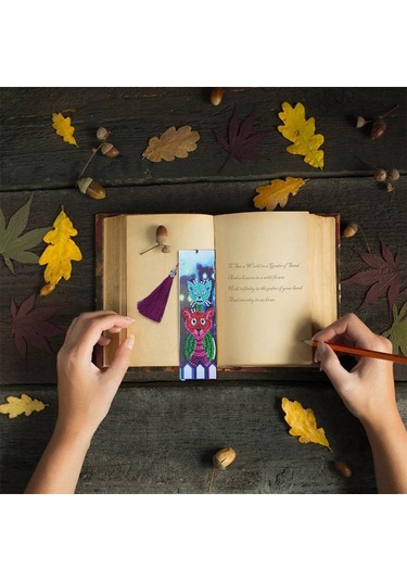 Wezone Sevimli Kedi Şekilli Deri Kitap Ayracı - 21x6cm El Yapımı