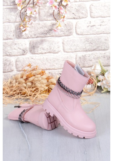 Fort Cool Duru Anatomik Sıcak Astar Kaymaz Taban Kız Çocuk Çizme Pudra