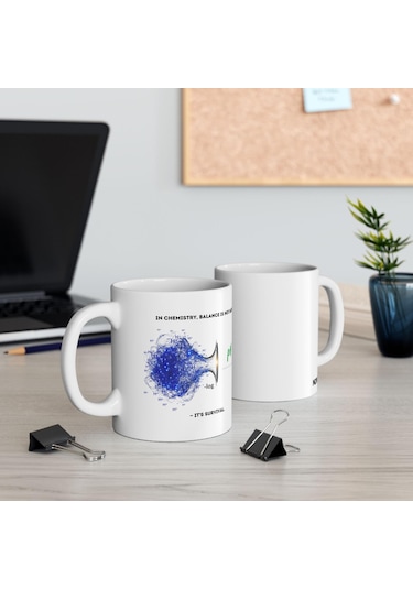 Kimya Temalı Beyaz Kupa Bardak Kimyacılar Ve Bilim Severler İçin Eğlenceli Hediye Beyaz