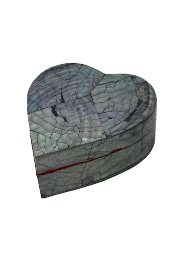 Sedef Kaplama Kalp Model Kadife Hediye Kutusu Orta-model 1