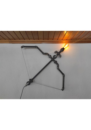 Ok Ve Yay Endüstriyel Lamba, Vintage El Yapımı Diriliş Ok Yay Duvar Apliği Dekoratif Lamba Siyah