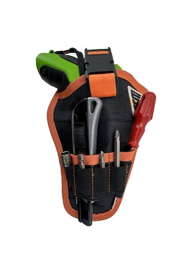 Şarjlı Tornavida Matkap Bel Kemeri Çantası Siyah