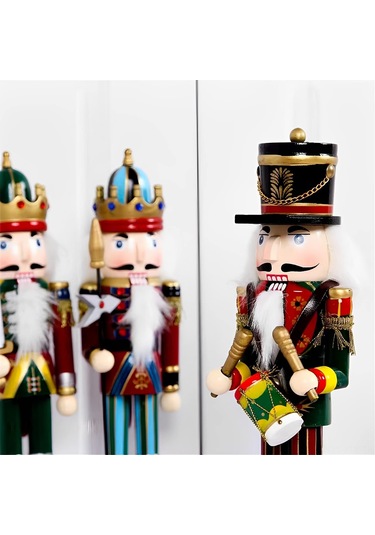 Konesam 30cm Ahşap Savaşçı Figürü, Elle Boyanmış, Açılabilir Ağız, Noel Dekorasyonu, Ev Zırhlama, Hediye Özel Davulcu