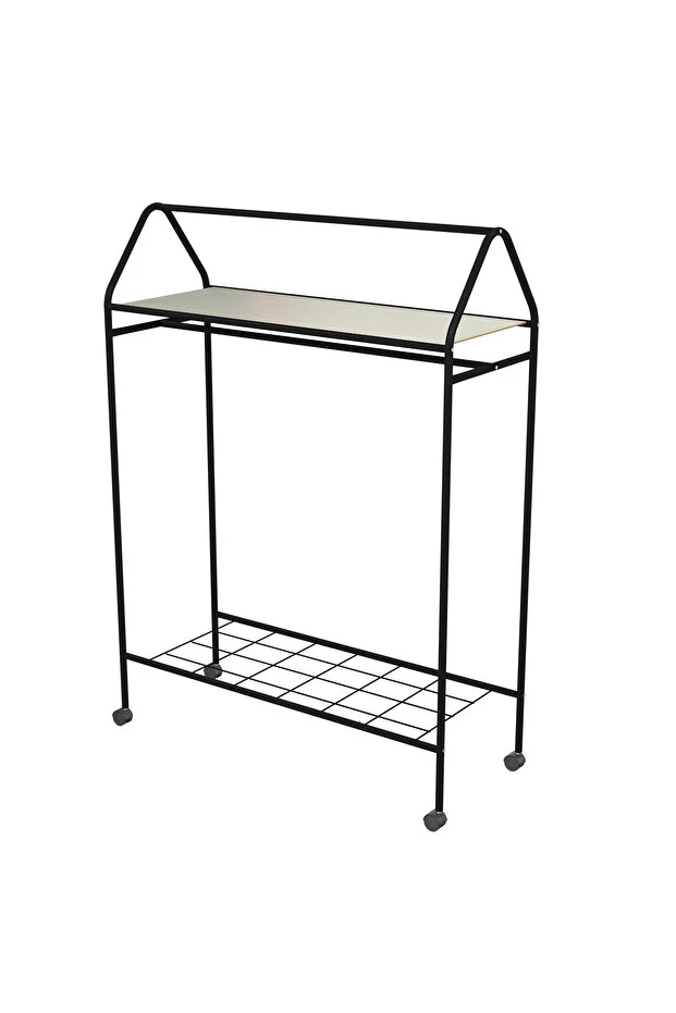 Tekerlekli Home Hanger Metal Askılık Ayaklı Askılık Siyah
