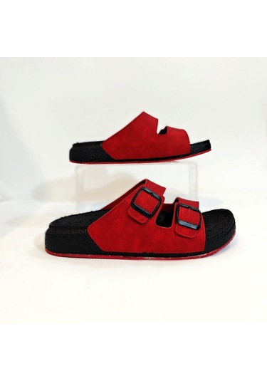 Pierre Cardin 7410 Kırmızı Çift Tokalı Yumuşak Taban Rahat Terlik Kırmızı