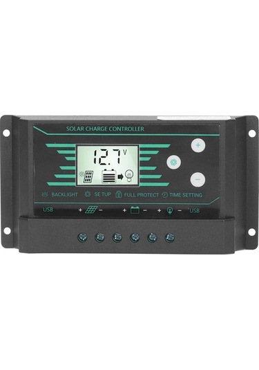 Electric 30a 12v/24v Güneş Şarj Kontrolcüsü, Çift Usb, Lcd Ekranlı, Lampz30 İçin Güneş Paneli Regülatörü