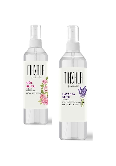 Masala %100 Doğal Yağlı Saf Gül + Lavanta Suyu 2 x 125 ML