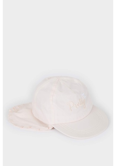 DeFacto Kız Bebek Nakışlı Ense Korumalı Pamuklu Cap Şapka D8385A525SMPN1 Pembe