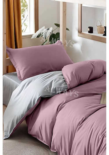 Always Çarşafı Lastikli Çift Taraflı Tek Kişilik Nevresim Takımı Tekgriligülkurusu