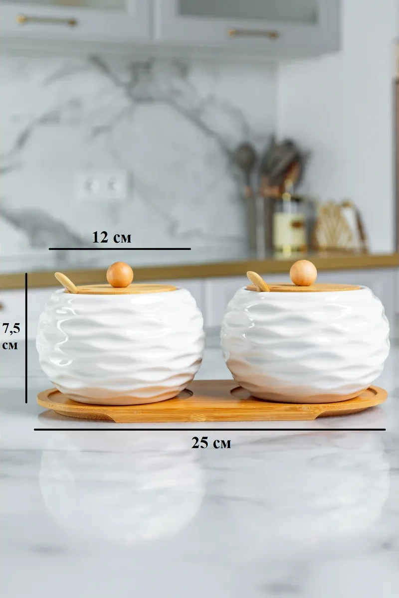 Keep Master Kapaklı Ve Kaşıklı Şekerlik Seti - Şeker Ve Tuz İçin 145729466 Beyaz