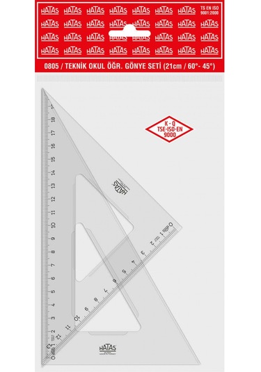 Hatas 0805 Teknik Okul Öğrenci Gönye Seti 21/60-45