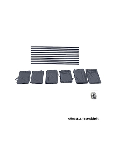 Pandami Citroen Berlingo 2.nesil 2008-2018 Uyumlu Gri Raylı Oto Perde Takımı