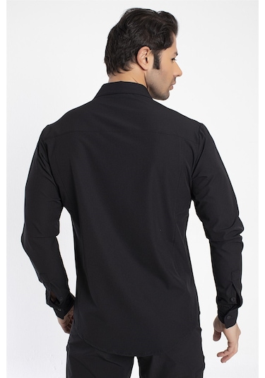 Crozwise Outdoor - Erkek Siyah Spor Gömlek - 7132-10 Siyah