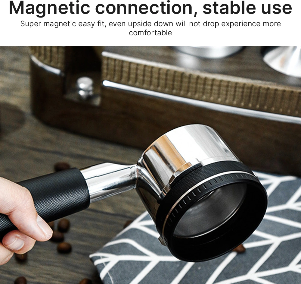 Kangvka Alüminyum Kahve Toz Toplayıcı Halka - 6 Mıknatıslı Tutma, Kaymaz Diamond Dokusu, 58mm Gümüş, Delonghi/breville Uyumlu Gümüş