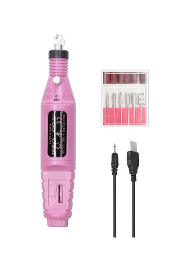 Geeroyoo Usb Şarjlı Taşınabilir Mini El Taşlama Makinesi, 6 Uçlu Ayarlanabilir Hız, Tırnak Bakımı Ve Ev Kullanımı İçin - Pembe