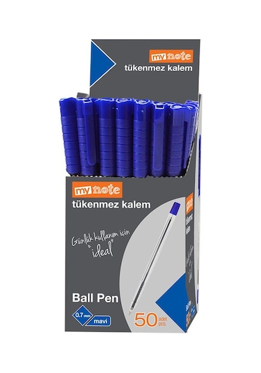 Mynote Ball Pen 0.7 MM 50'li Kutu Tükenmez Kalem - Mavi