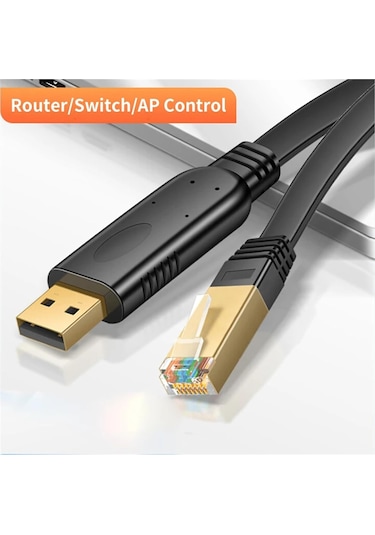 Usb - Rj45 Konsol Kablosu Rs232 Seri Adaptör Rj 45 8p8c Usb Konsol Kablosu Bilgisayar Anahtarı Yönlendirici Sunucu Dönüştürücüsü 1.8m, Pl2303