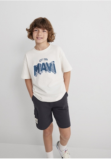 Mavi Oversize Kırık Beyaz Erkek Çocuk T-shirt M6610339-70057 Kırık Beyaz