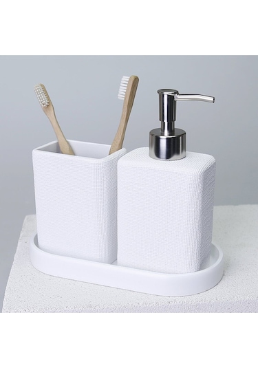 Linen Banyo Seti Beyaz