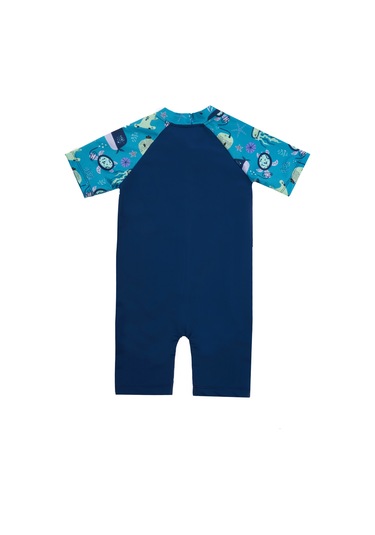 Uv Korumalı Kısa Kollu Tulum Bebek Çocuk Yüzücü Mayo 1910 Açık Lacivert Açık Lacivert