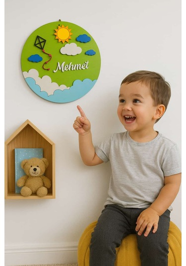 Çocuk Odası Kapı veya Duvar Süsü Kişiye Özel İsim Yazılı No:1001 Yeşil