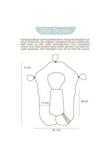 Mordesign Moresleep 2'si 1 Arada Bebek Sarılma Ve Şekillendirme Yastığı, Düz Kafa Yastığı,pamuklu,uyku Yastığı Gri Zg10194-2