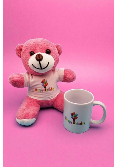 Pembe Peluş Ayıcık Ve Kupa Seti