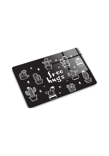 Decorita Cam Kesme Tahtası|Free Hugs-Siyah Fon|20cm x 30cm