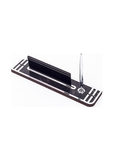 Sigma Gümüş Ahşap Masa İsimliği Kalemli İsimlik Masa Üstü Organizer Ekonomik Masa İsimliği Kalemlik