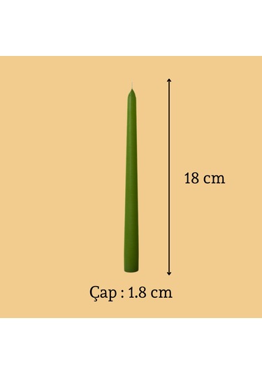 6 Lı Kısa Yeşil Konik Şamdan Mum Yükseklik 18 Cm Yeşil