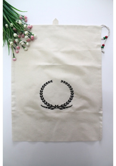 Büyük Boy Başak Baskılı Askılı Bakliyat & Ekmek Torbası 50x40cm