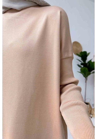 Kol Detay Merserize Tunik - Sütlü Kahve Sütlü Kahve
