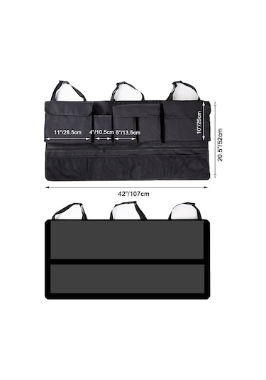 Shineyee Araç Bagajı Organizer Çantası - Çok Fonksiyonlu Sırtlık Askılı Depolama Filesi Siyah