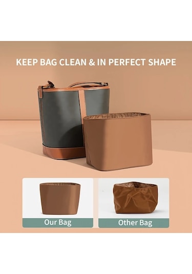 Fochsia Kahverengi Küçük İç Organizer Çanta Celine Kapışlı Kova Çanta İçi Düzenleyici Gümüş Eskitme