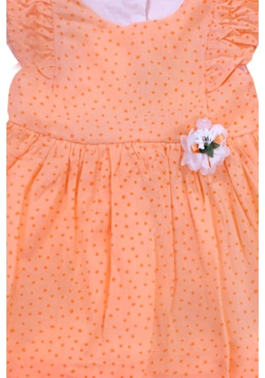 Düğme Detaylı Fırfırlı Puantiyeli Kız Elbise Bipamuk 001