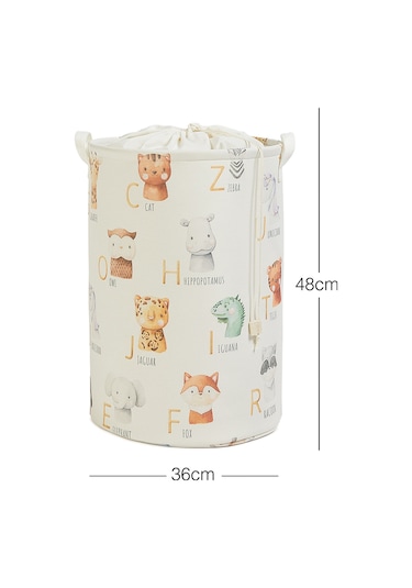 Ocean Home Textile Çocuk Odası Ağzı Büzgülü Sevimli Hayvanlar Oyuncak Sepeti 36 x 48 cm