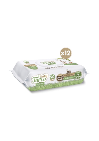 Baby Turco Doğadan Yenidoğan Islak Bebek Havlusu 12 X 90 Yaprak