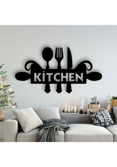 Kitchen Yazılı Mutfak Temalı Lazer Kesim Duvar Süsü İç Dekorasyon