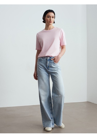 Dilvin 3683 Basic T-shirt-toz Pembe Toz Pembe